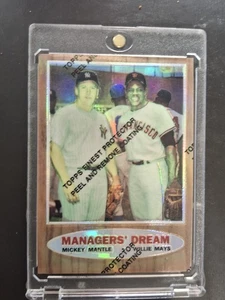 1997 Topps Finest #18 Refractor Mickey Mantle Willie Mays 1962 Reprint Card MINT - Picture 1 of 2