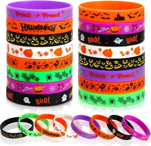 Halloween Party Favors, 24Pcs Halloween Silicone Bracelets Rubber Wristbands for - Picture 1 of 12