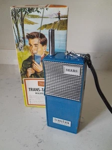 Rare Blue Vintage Sears Trans-Talk 400 Walkie Talkie In Original Box Tested - Zdjęcie 1 z 9