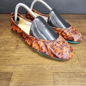 Tieks Brown Black Tortoise Shell Patent Packable Foldable Ballet Flats 9 VHTF - Picture 1 of 6