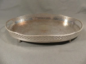 englisches Tablett mit Rand Silver on Copper 40,5x27,5 cm versilbert - Picture 1 of 8