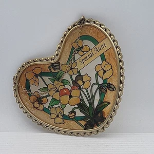 Vintage Stained Glass Heart " Special Aunt " - Picture 1 of 5