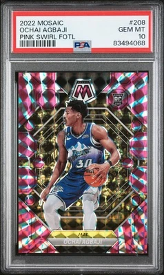 2022 PANINI MOSAIC PINK SWIRL FOTL #208 OCHAI AGBAJI 2/20 PSA 10 - Image 1 of 2