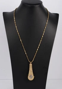 Vintage Cachi Quartz Watch Pendant Necklace Gold Tone Rhinestone Japan - Picture 1 of 12