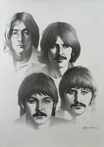 The Beatles Portrait Sketch Charcoal Gary Saderup Rare - Picture 1 of 1