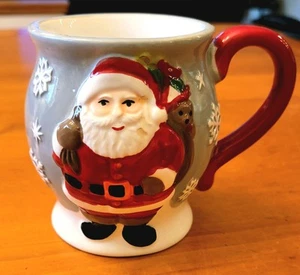 Vtg Earthenware Hand Painted Santa Claus Mug Holiday Mug Hot Or Cold Colorful - Picture 1 of 4