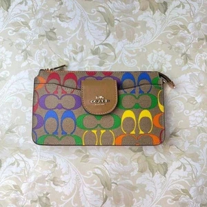 COACH C4697 POPPY CROSSBODY IN RAINBOW SIGNATURE CANVAS IM/LIGHT SADDLE MULTI - Bild 1 von 6