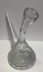 Vintage mundgeblasen spanisch geätzt klar Kunst Glas Porron Wein Krug Dekanter 9" - Bild 1 von 18