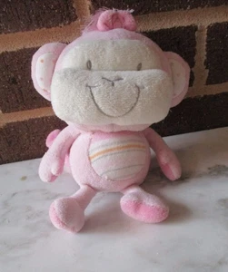 The Children's Place Pink Monkey Plush 7.5" Polka Dots /Stripes /Rattle Sound - Picture 1 of 4