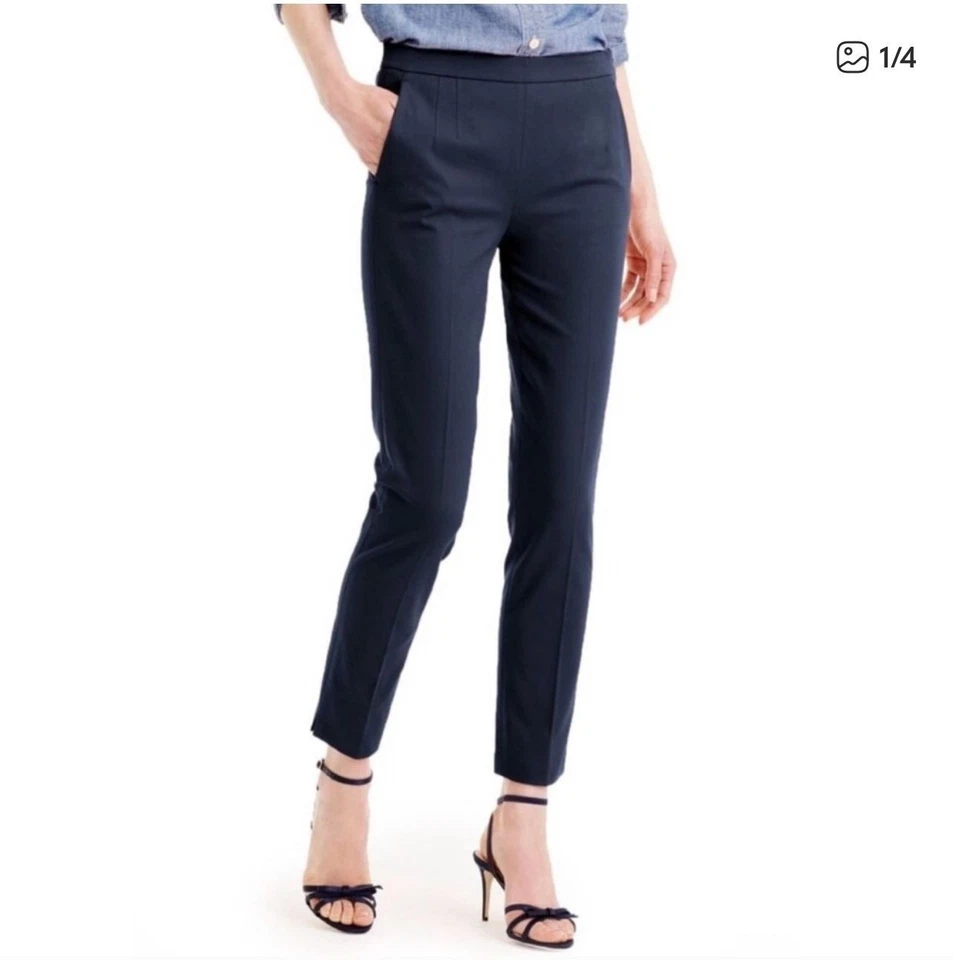 New! J. Crew B8521 Martie Navy Blue Wool Blend Pants Size 2 - Image 1 of 4