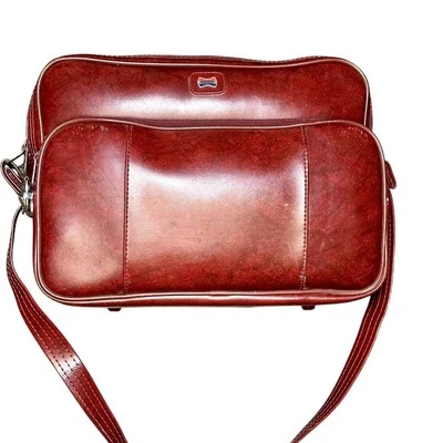 American Tourister Vintage Burgundy Leather Luggage Carry On - Image 1 of 4