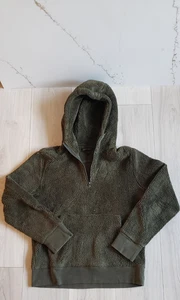 Banana Republic Sherpa Hoodie M oliv Half Zip Pullover kuscheliges Fleece Sweatshirt - Bild 1 von 5