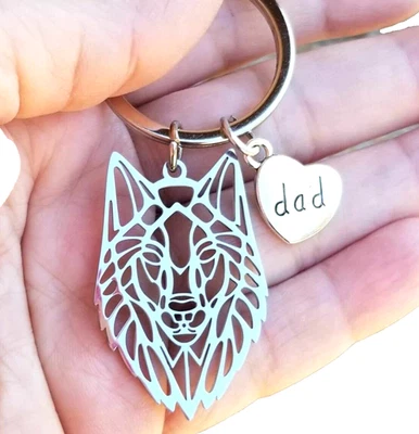 Dad Keychain, Wolf Keychain Dad Gift, Dad Key Ring, Gifts for Dad - Image 1 of 4