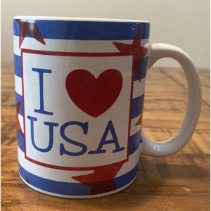 I Love ❤️ USA 16oz Patriotic Red White & Blue Coffee Cup By Gforgifts 2015 - Picture 1 of 11