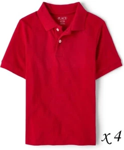 4 Children's Place Boys Uniform Short Sleeve Pique Polos - Red Size Large 10/12 - Picture 1 of 1