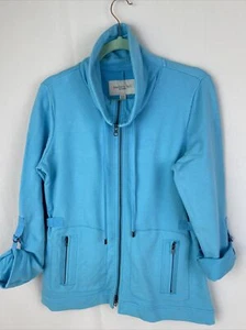 Women's Madison Hill Ny Collared Zip Up Jacket Blue Medium Petite - Picture 1 of 15