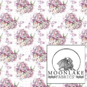 Tela de popelina de algodón 100 % calidad floral grande rosa y mariposa * exclusiva * - Imagen 1 de 6