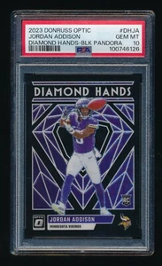 PSA 10 JORDAN ADDISON 2023 DONRUSS OPTIC DIAMOND HANDS BLACK PANDORA RC 18/25 - Picture 1 of 2