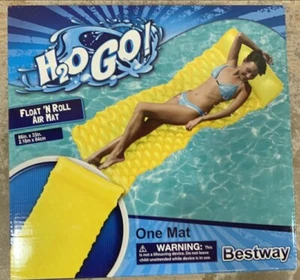 Bestway H2O Go Pool Lounge Float N Roll Air Mat YELLOW New 86"L x 33"W - Picture 1 of 3