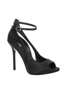 Leon Max Earl 2 Black Satin Ankle Strap Satin Shoes UK 3 EU 36 CH09 23 SALEs - Picture 1 of 4