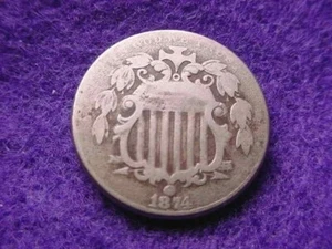 1874 SHIELD NICKEL SUPERIOR COIN!! #5 - Picture 1 of 4