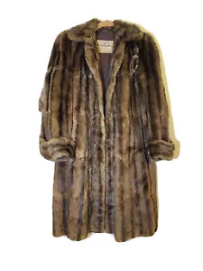 Vintage Rosen-Engelson Saint Paul Women Mink Fur Long Trench Coat Size M Brown - Picture 1 of 10