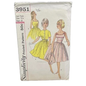 "Vestido de colección Simplicity 3951 talla 12 sub busto adolescente 31"" años 60 con chaqueta y cinturón" - Imagen 1 de 5