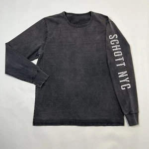 Schott NYC Long Sleeve Faded Black Gray Cotton T-Shirt Men’s Size XL USA - Picture 1 of 8