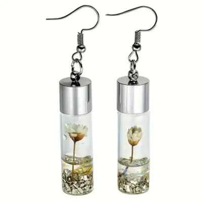 Pendientes colgantes botella vidrio deseo flores flor en botella pendientes Foto 1 de 2