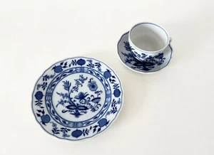 Oscar Schaller Bavaria Germany Tasse Untertasse Kuchenteller Zwiebelmuster - Bild 1 von 3