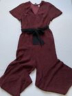 Rails Jumpsuit Womens XS Red Spotted Belted Wide Leg Pants V Neck Short Sleeve