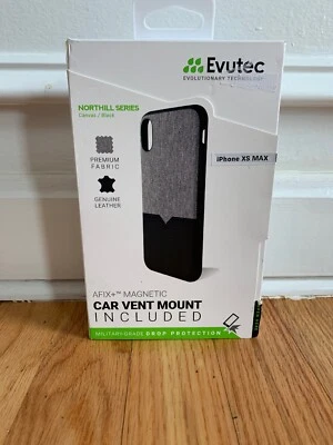 Funda protectora contra caídas Evutec iPhone Xs Max de lona/cuero negro + montaje gratuito Foto 1 de 4