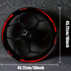 12pcs Universal Car Motorcycle Rim Stripe Reflective Wheel Decals Tape Stickers - Picture 1 of 16