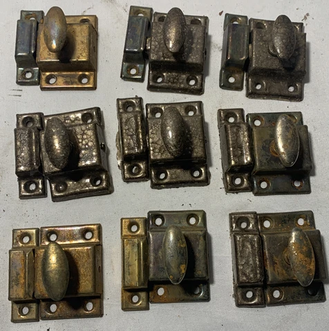 Lot 9 Vintage Matching Cabinet Locks Latches Catches Door Hardware Knob Keeper Cover