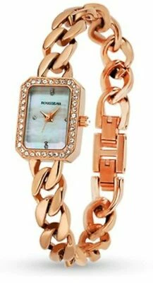 NUEVO Reloj cuadrado pequeño Rousseau 9438 para mujer Helena esfera de perlas de cristal oro rosa Foto 1 de 3