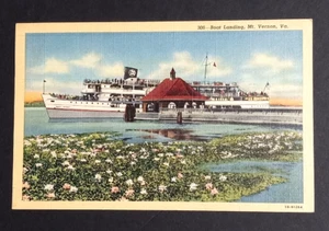 Bootslandung Mt Vernon Virginia VA Leinen Curt Teich Postkarte um 1940 mit Blumen - Bild 1 von 3