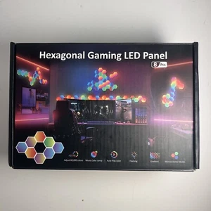 Hexagon Gaming LED Lights Panel 8 Pieces USB APP Control Wire Control NO Remote - Picture 1 of 18