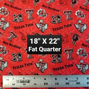 Tessuto materiale sportivo Texas Tech Red Raiders College 22" x 18" quarto grasso 100% - Foto 1 di 1