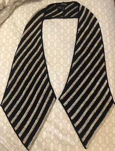 Giorgio Armani Wickel Achselzucken Schulter Abdeckung Schwarz Streifen Wolle Seide Strick 1 Größe Italien - Bild 1 von 5