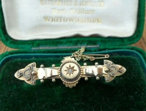 ANTIQUE 15CT GOLD VICTORIAN DIAMOND ETRUSCAN REVIVAL BROOCH PIN - Picture 1 of 12