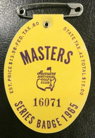 1965 USED MASTERS GOLF BADGE~COLLECTORS ITEM~RARE TICKET~JACK NICKLAUS~LIMITED Cover