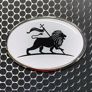 Lion Of Judah CHROME OVAL Emblem Car Domed sticker 3D 3.25"x 2.25" Rasta, Jewish - Imagen 1 de 7