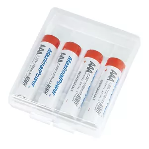 MaximalPower AAA 1200mAh NiMh Rechargeable Batteries 4 Pack w/ Free Battery Case - Picture 1 of 12