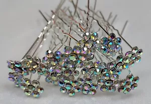 Hair Pins Bridal Wedding Stunning Diamante Available In AB Crystal Party x 20 - Picture 1 of 6