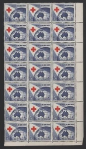 1954 Australia IRED CROSS Society Block of 21 MUH Stamps - Picture 1 of 1