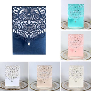100pcs High Grade Laser Cut Hollow Pearl Wedding Hotel Business Invitation Cards - Picture 1 of 14