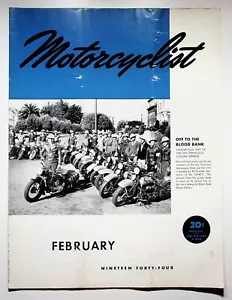 1944 February Motorcyclist Motorcycle Magazine Harley-Davidson Indian WWII - Picture 1 of 10