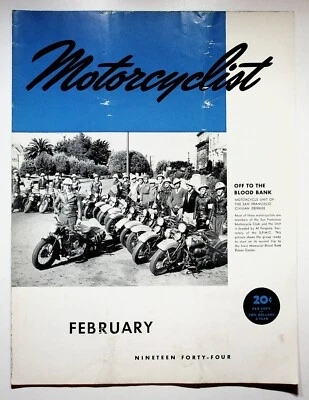 1944 February Motorcyclist Motorcycle Magazine Harley-Davidson Indian WWII Foto 1 de 4
