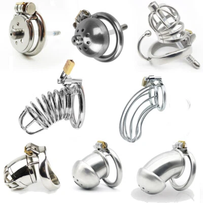 Dispositivo de castidad de acero masculino jaula para pene juguetes sexuales de esclavitud súper pequeños o largos Foto 1 de 4