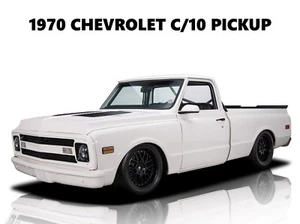 1970 Chevrolet C/10 Pickup Truck NUOVO Insegna Metallo: Restauro Hot Rod in B&W - Foto 1 di 1